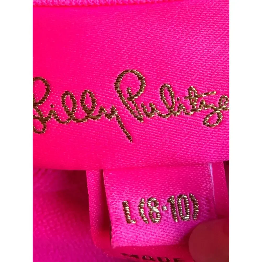 Lilly Pulitzer Girls L 8-10 Hot Pink Terry Cloth Hooded Swim Cover Up Dress